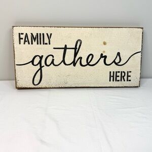Family Gathers Here Wall Hanging Farmhouse Decor